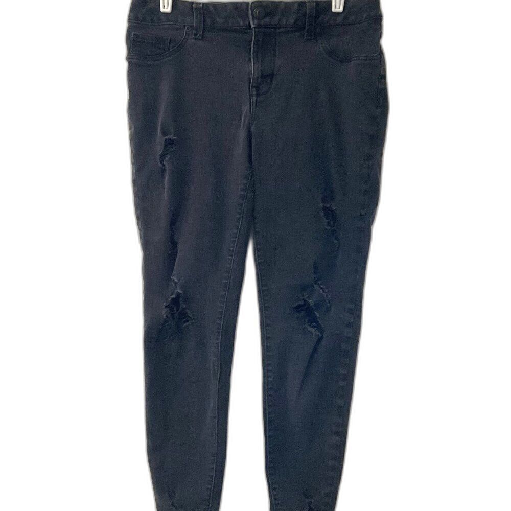 Maurices Distressed Black Skinny Jeans Size Large Regular Stretch